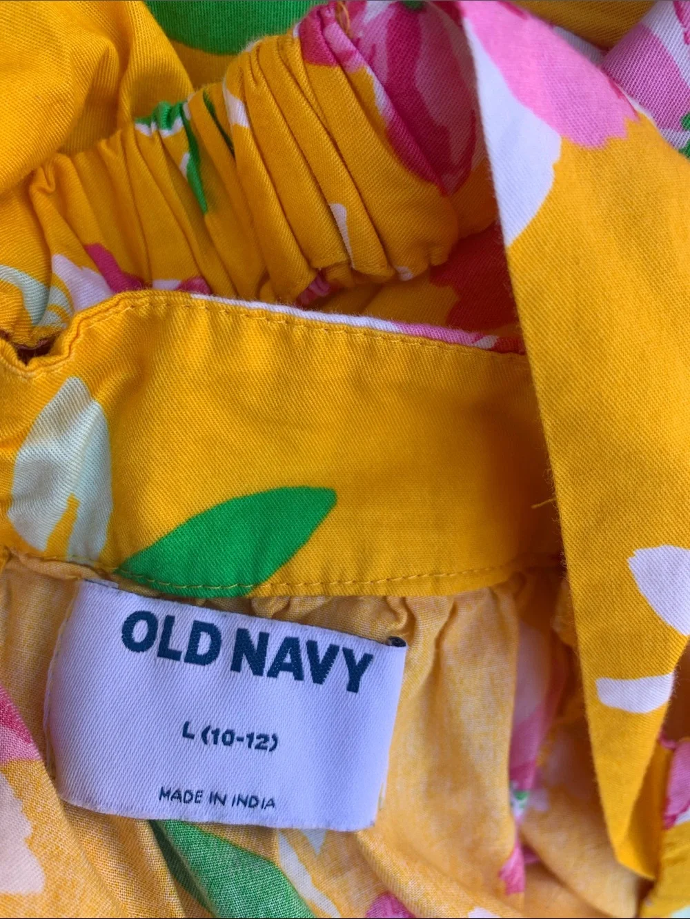 Take 50% OFF- Old Navy Yellow Floral Sundress with Pink & White Blossoms, Size-L